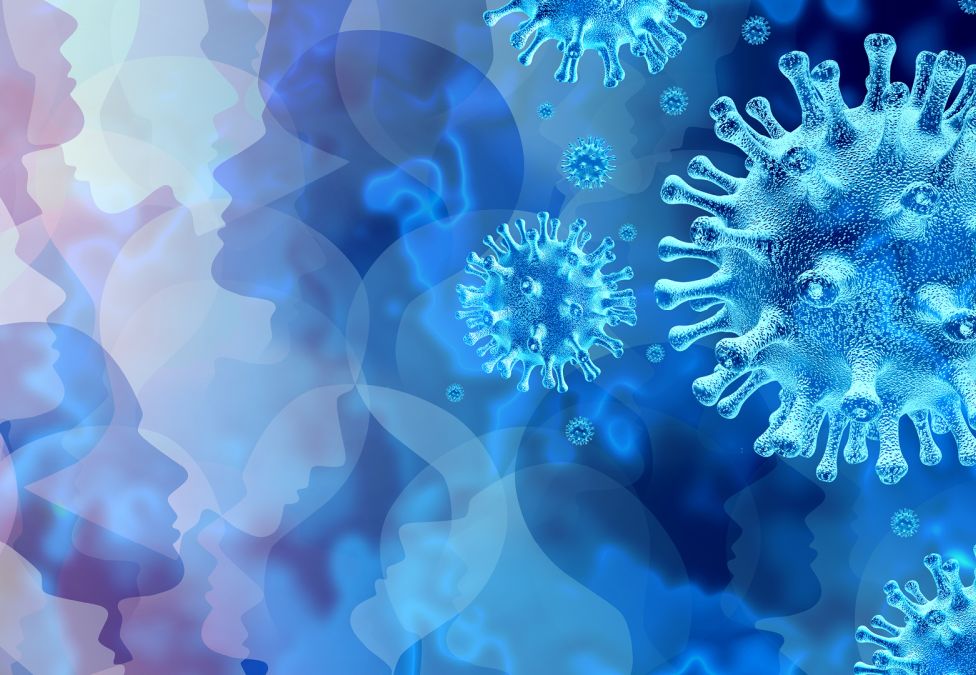 Abstract blue and pink watercolor with dandelion-like burst patterns